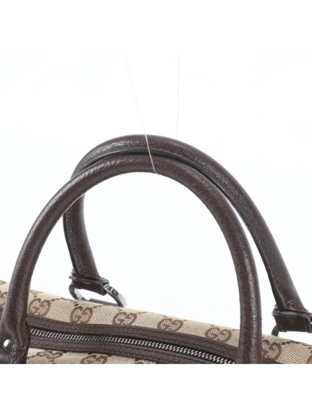 Gucci GG Canvas Mini Boston Leather Handbag Tote Brown